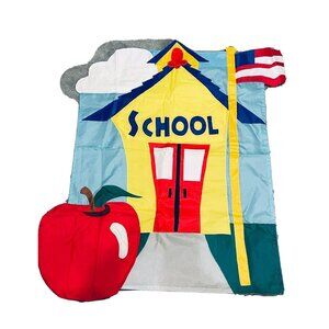 School House Gold Flag Pole Large House Garden Red Door 38" x 31"